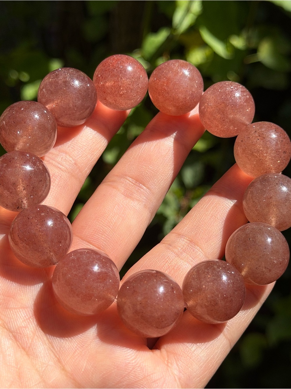 17mm flashy strawberry quartz stretch bracelet 2163